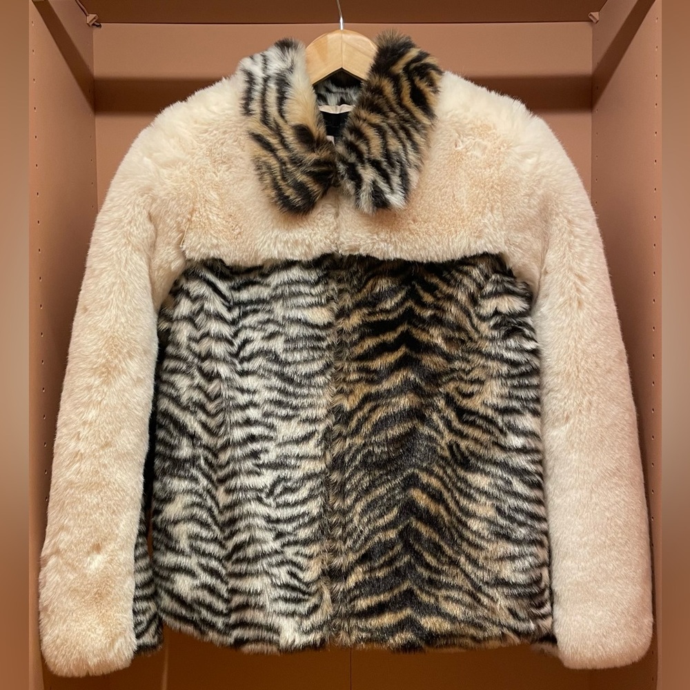Faux Fur Animal Print Jacket